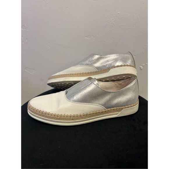 Tod's Gomma Rafia TV Francesina Pelle Two Tone Slip On Flats Women's 9 (39.5) - Picture 2 of 10